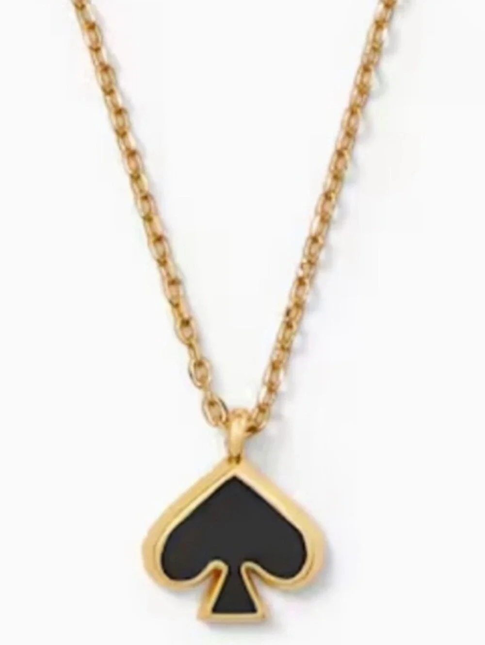 Kate Spade NWT Everyday Spade Enamel Mini Pendant Black & Gold.